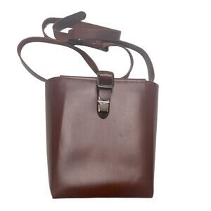 WITH MY PLEASURE brown leather satchel
